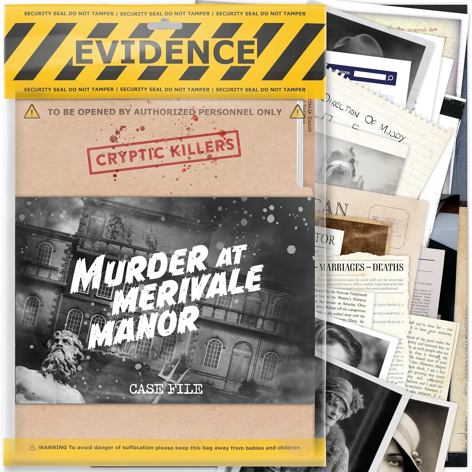 Gamewright Cryptic Killers Game Murder at Merivale Manor