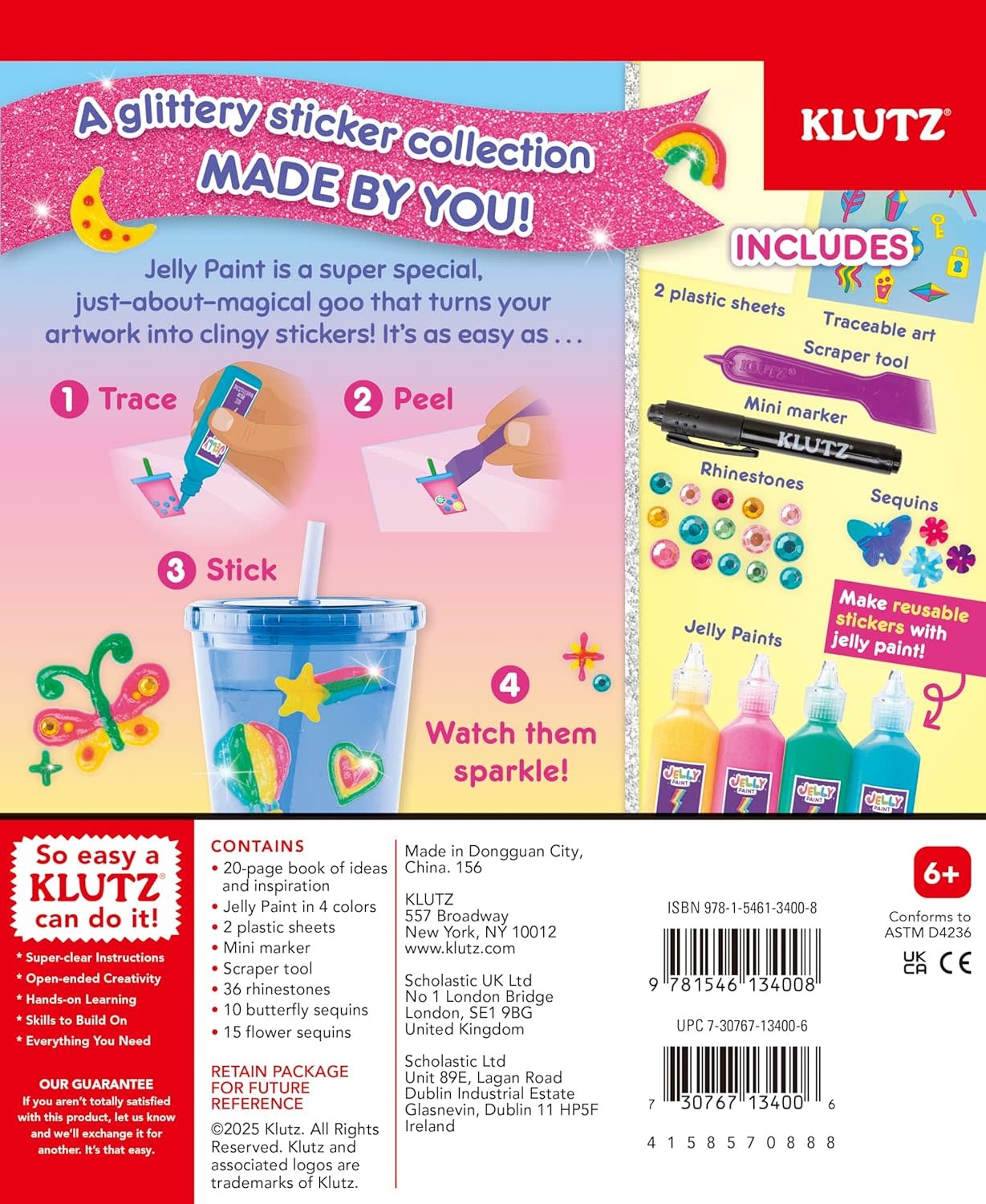 Klutz Klutz Book Paint & Peel Jelly Stickers: Glitter Goals!