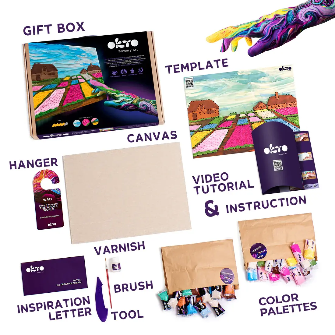 OKTO Sensory Art 3D Creative Painting Set Dutch Flower Garden