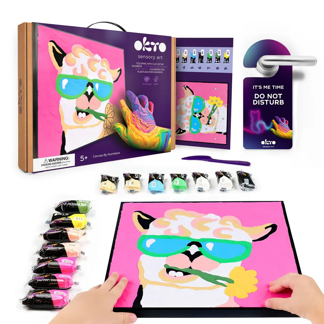 OKTO Sensory Art Coloring with Clay by Numbers Llama