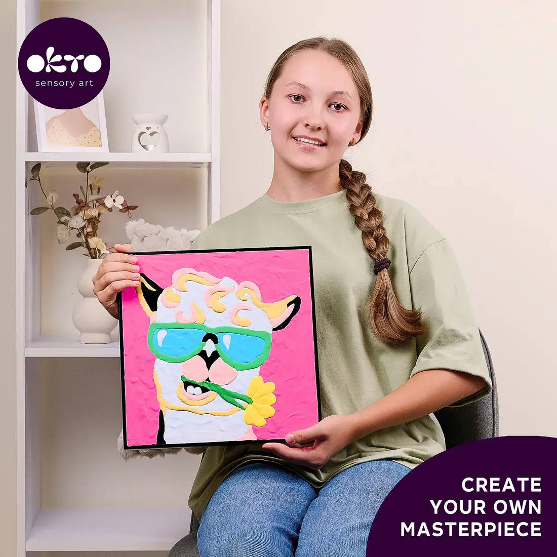 OKTO Sensory Art Coloring with Clay by Numbers Llama