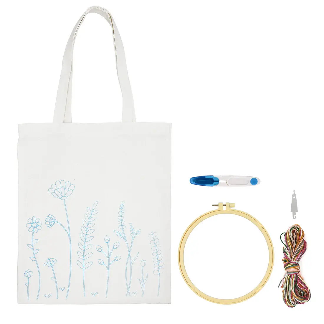 Embroidery Tote Bag Kit - Meadow Flowers