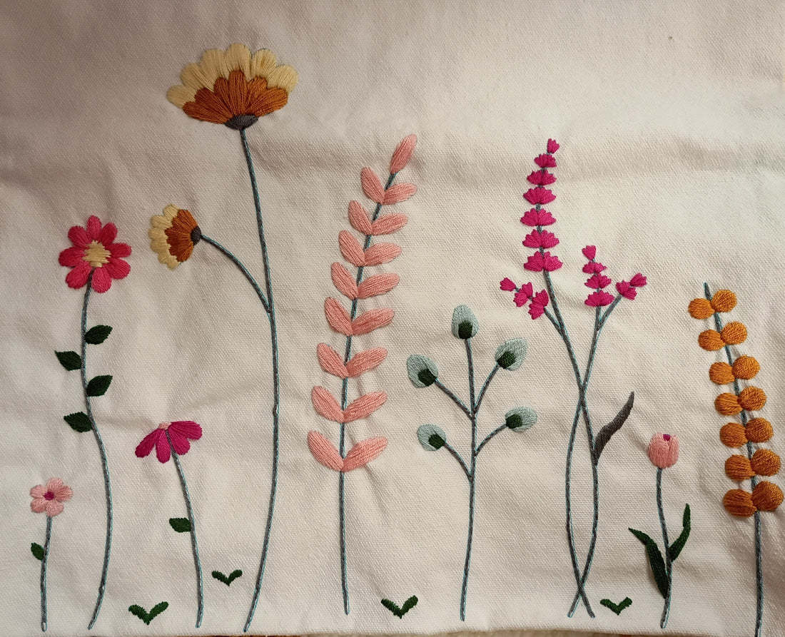 Embroidery Tote Bag Kit - Meadow Flowers
