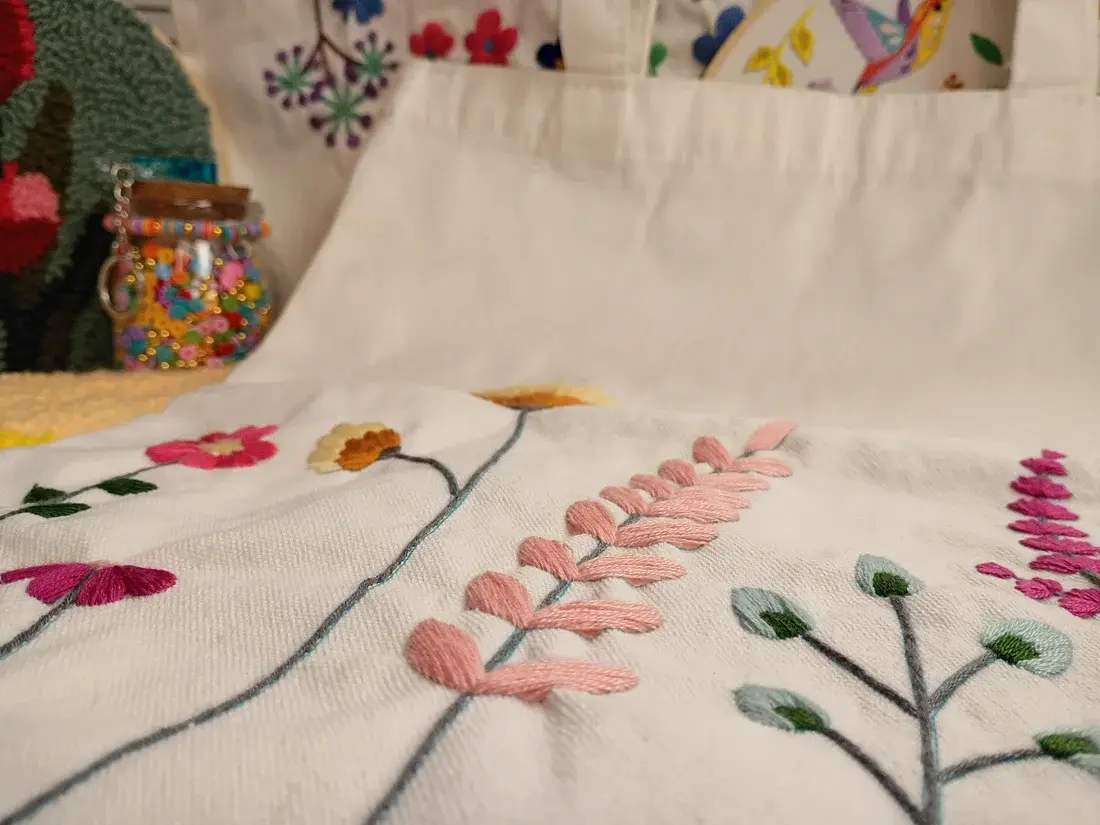 Embroidery Tote Bag Kit - Meadow Flowers