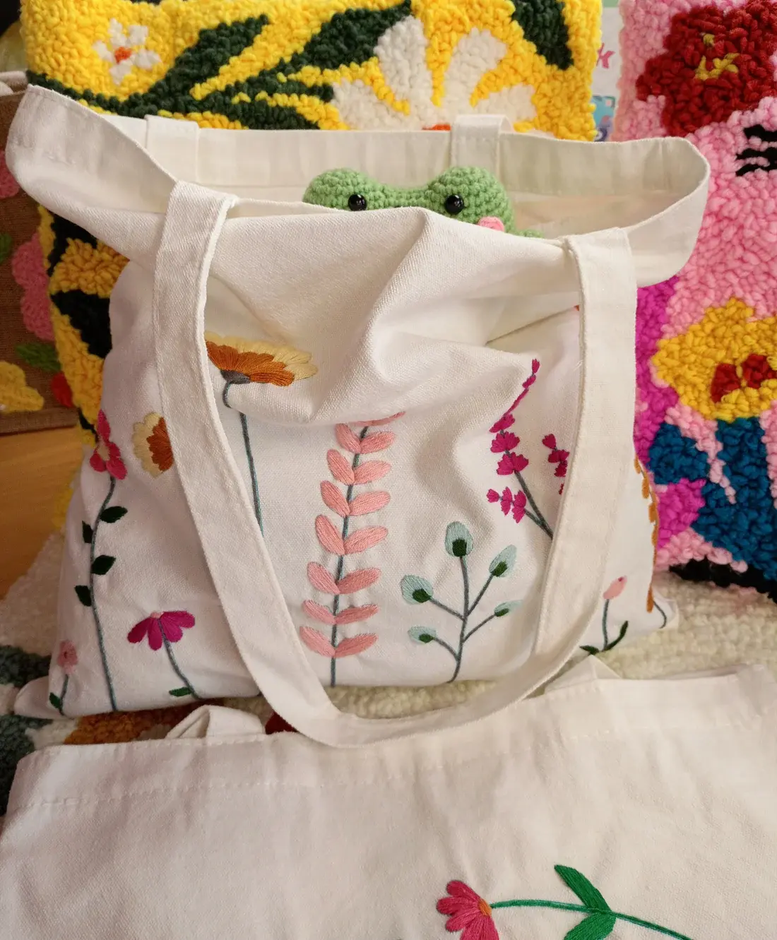 Embroidery Tote Bag Kit - Meadow Flowers