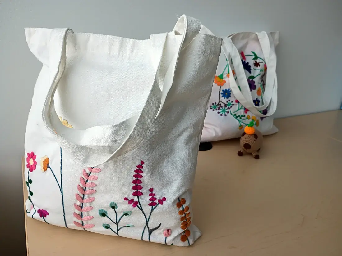Embroidery Tote Bag Kit - Meadow Flowers