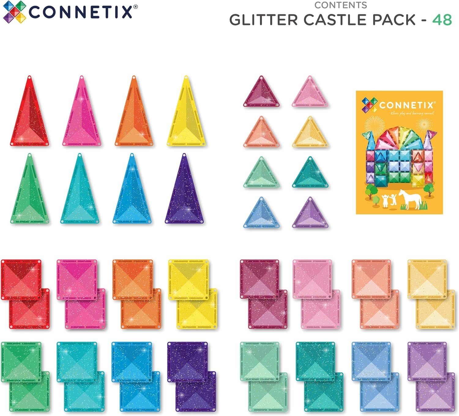 Connetix Magnetic Tiles Glitter Castle Pack 48pc
