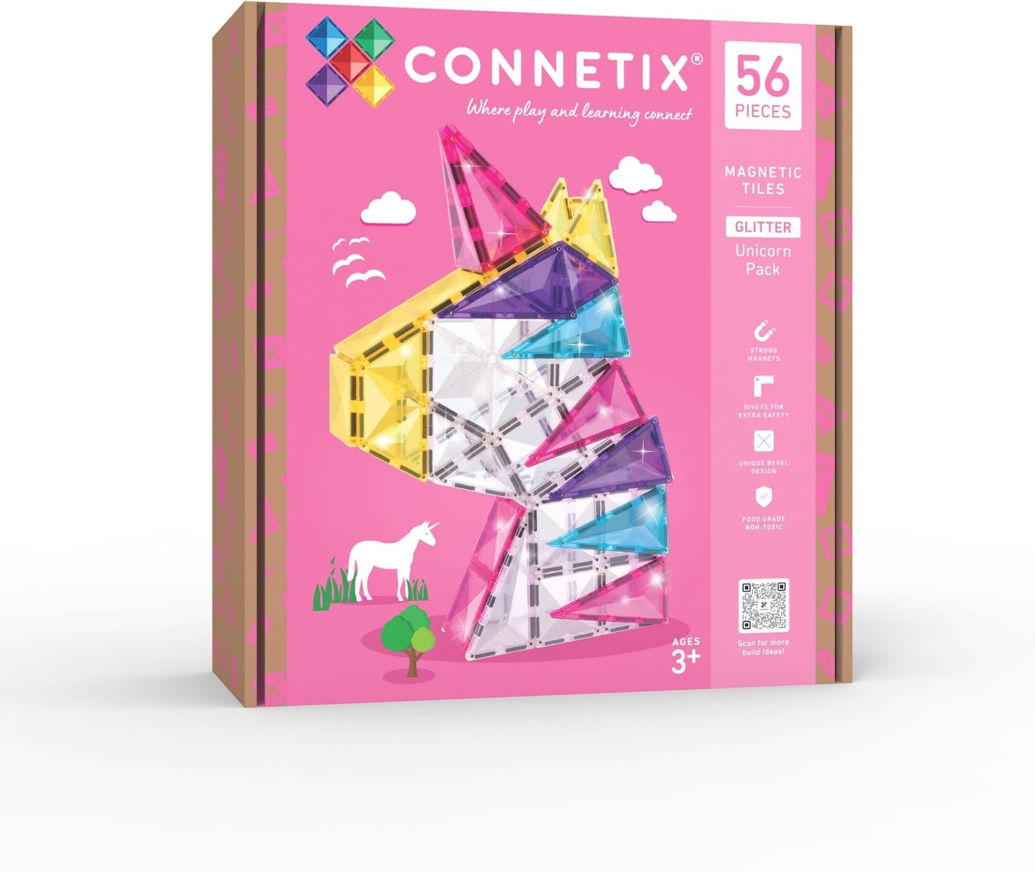 Connetix Magnetic Tiles Glitter Unicorn Pack 56pc