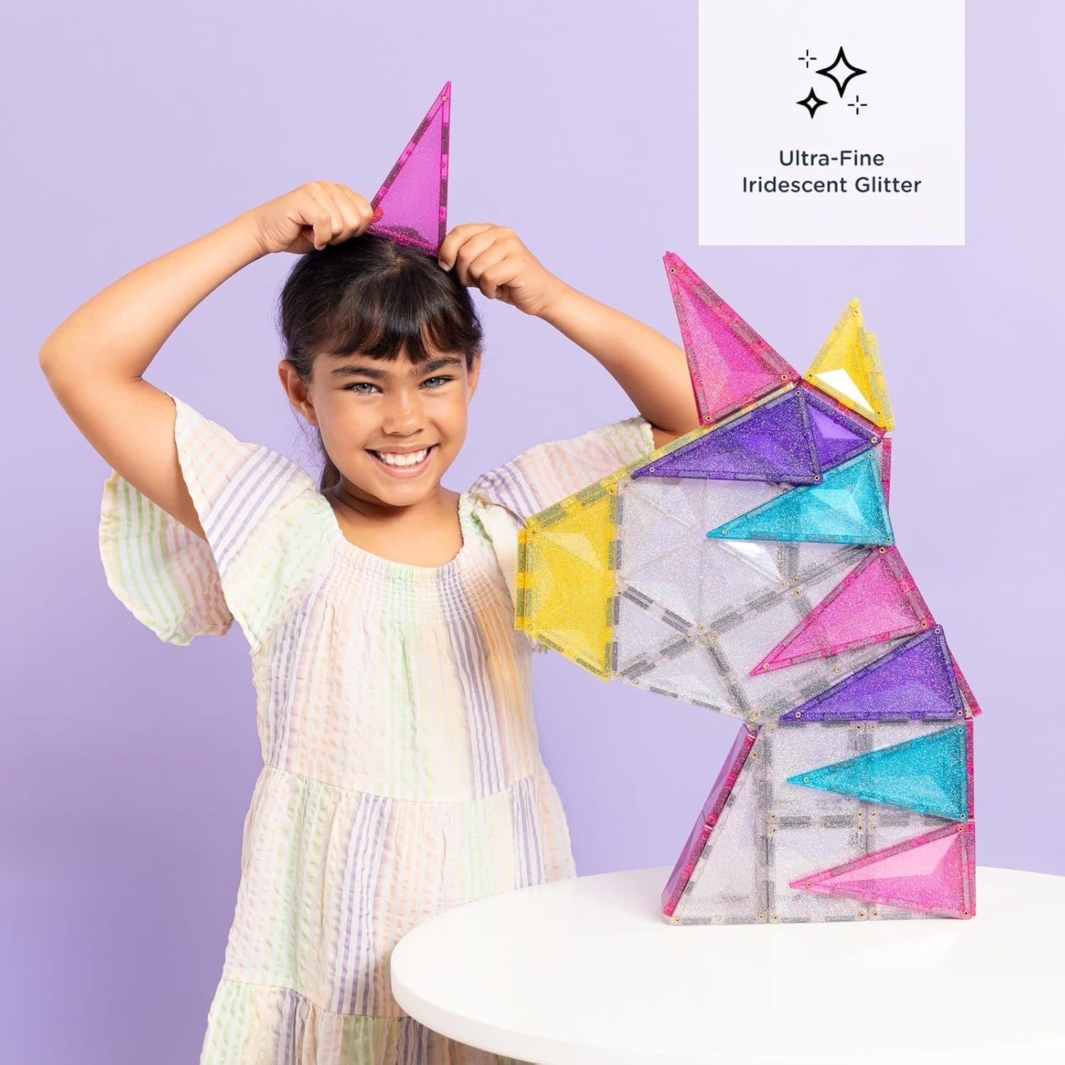 Connetix Magnetic Tiles Glitter Unicorn Pack 56pc