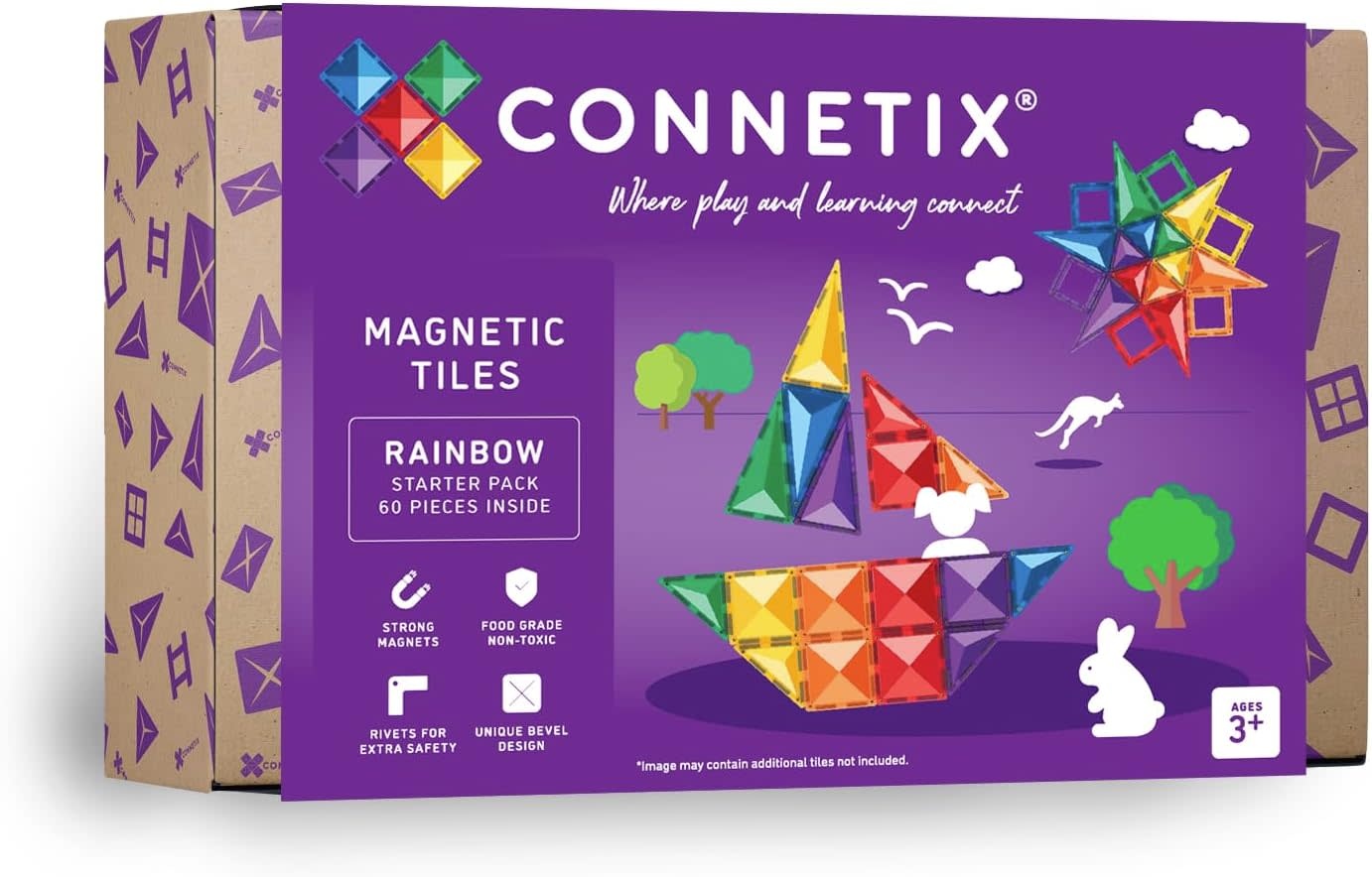 Connetix Magnetic Tiles Rainbow Starter Pack 60pc