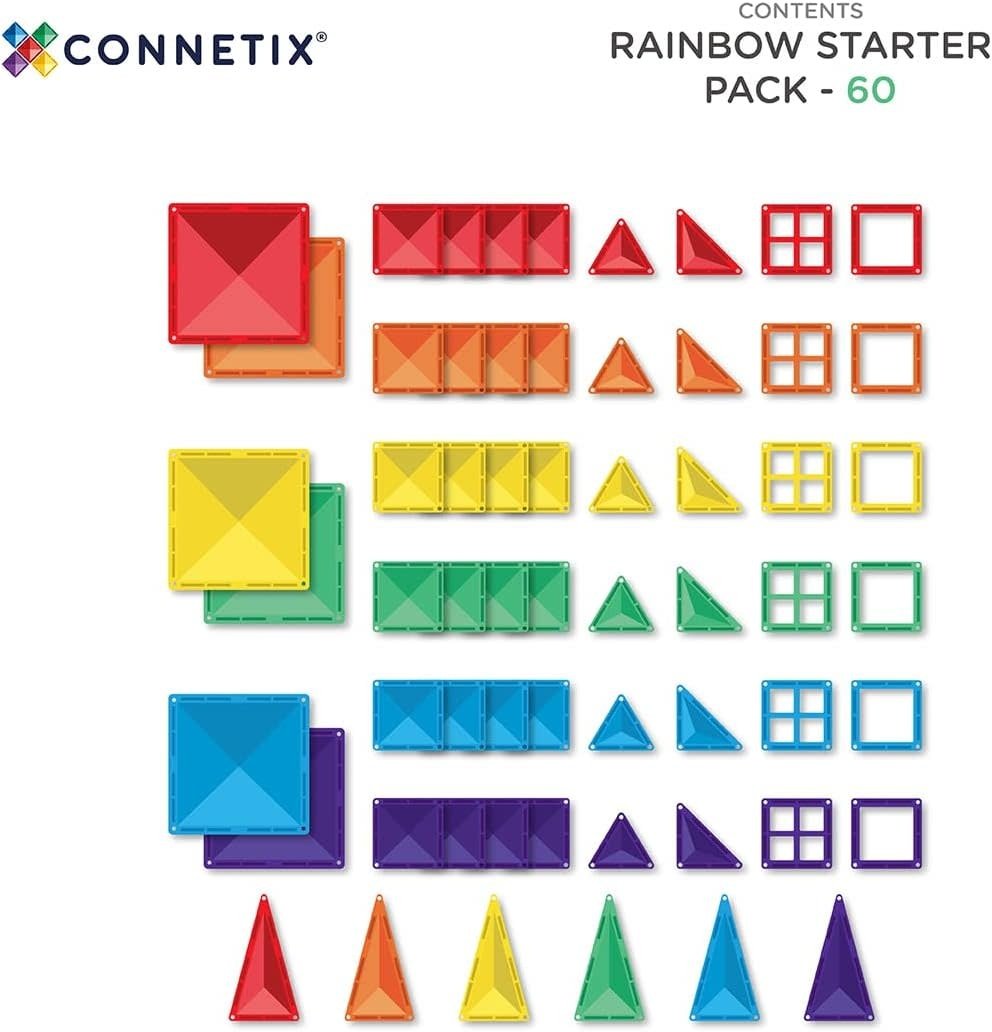 Connetix Magnetic Tiles Rainbow Starter Pack 60pc