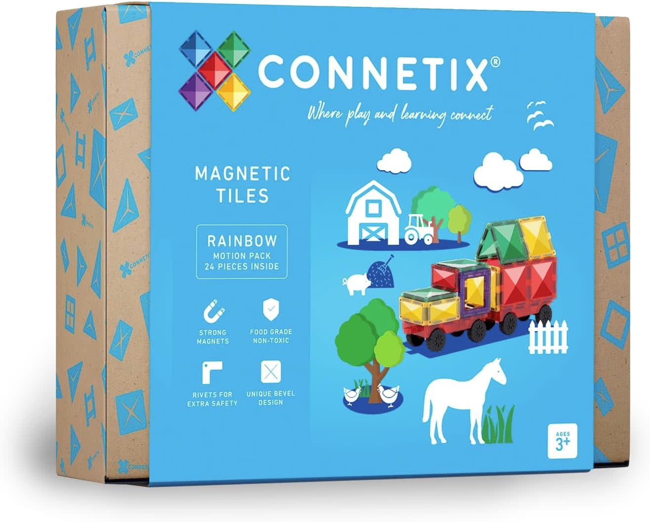 Connetix Magnetic Tiles Rainbow Motion Pack 24pc