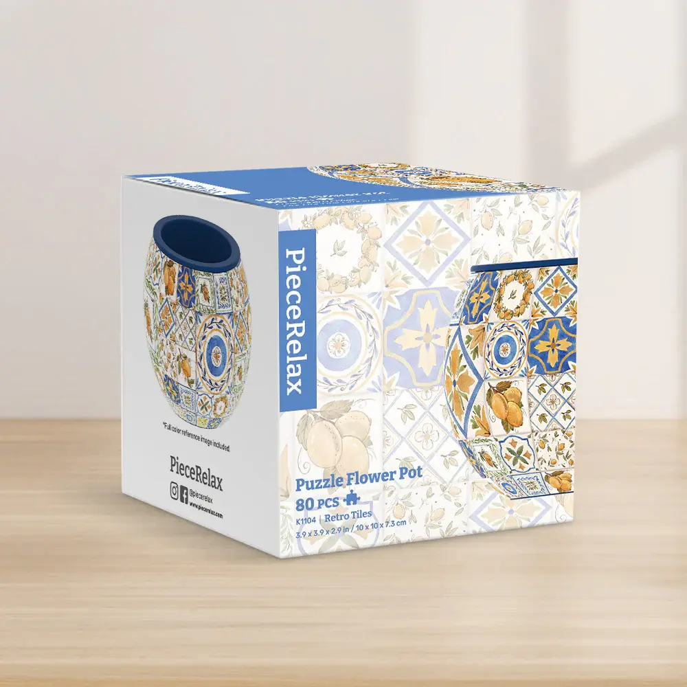 PieceRelax Puzzle Flower Pot - Retro Tiles