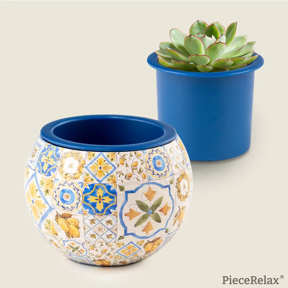 PieceRelax Puzzle Flower Pot - Retro Tiles