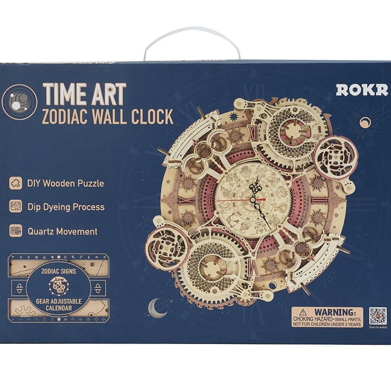 Rokr Wood Gears Zodiac Wall Clock