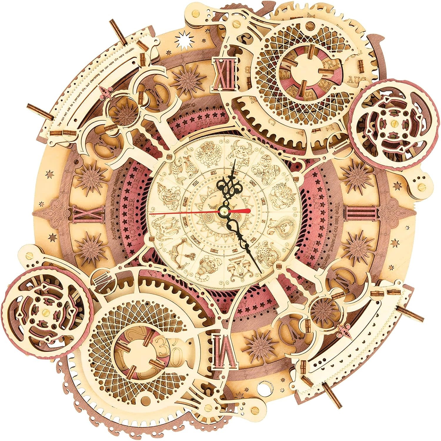 Rokr Wood Gears Zodiac Wall Clock