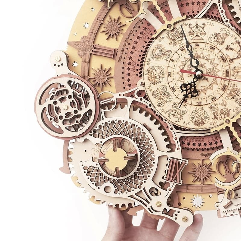 Rokr Wood Gears Zodiac Wall Clock