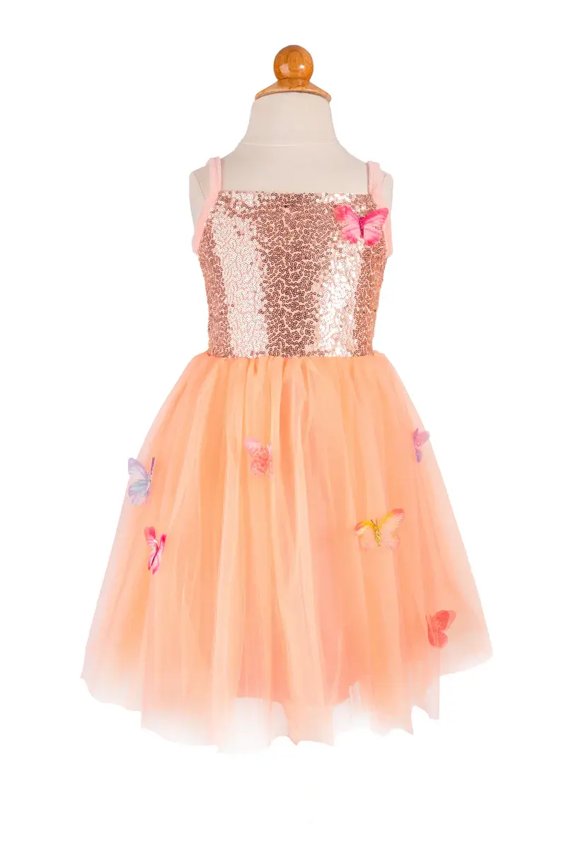 Great Pretenders Butterfly Bliss Dress, Peach Size 5-6