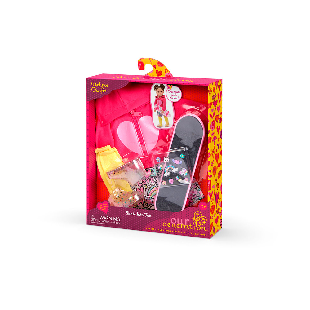 Our Generation Our Generation Doll Deluxe Outfit: Skate into Fun Hooded Sweater & Skort