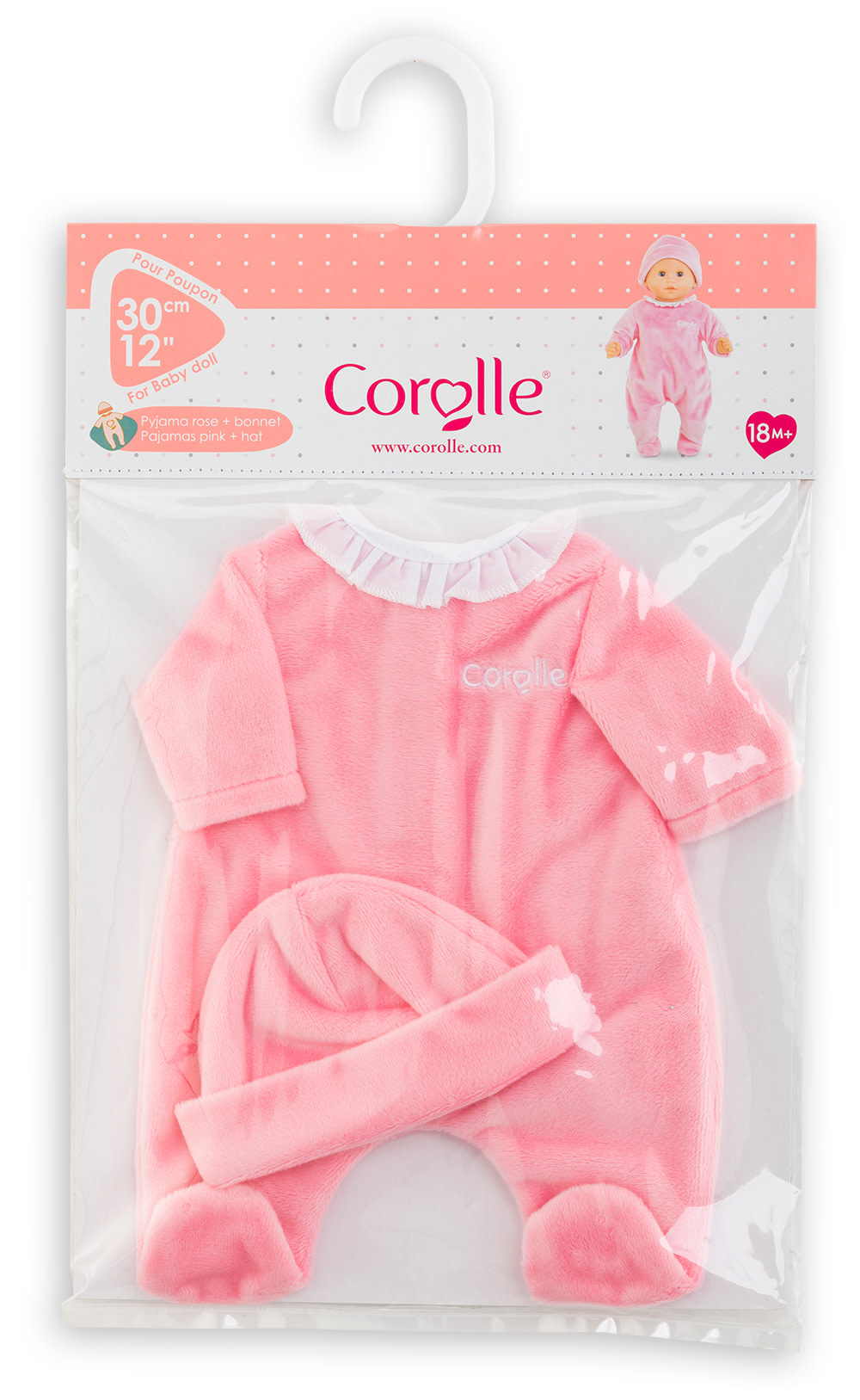 Corolle Corolle Doll Outfit Pink Pajamas & Hat 12"