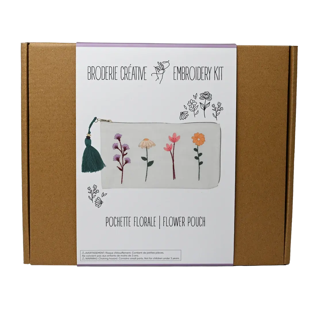 Embroidery Pouch Kit -  Flower