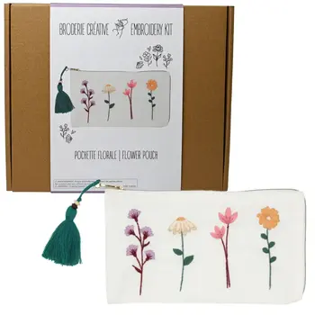 Embroidery Pouch Kit -  Flower