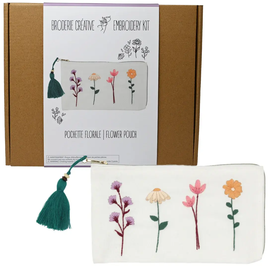 Embroidery Pouch Kit -  Flower