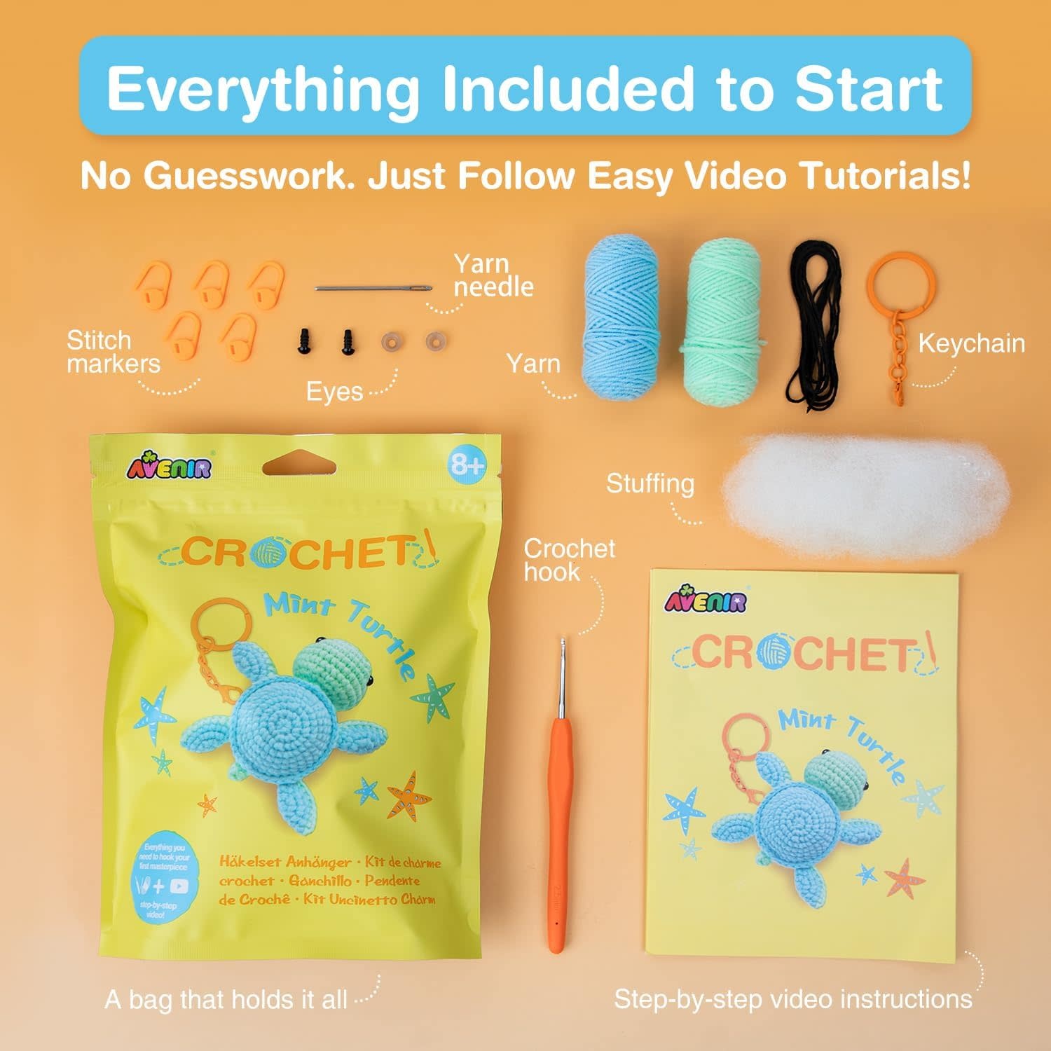 Avenir Crochet Kit: Mint Turtle