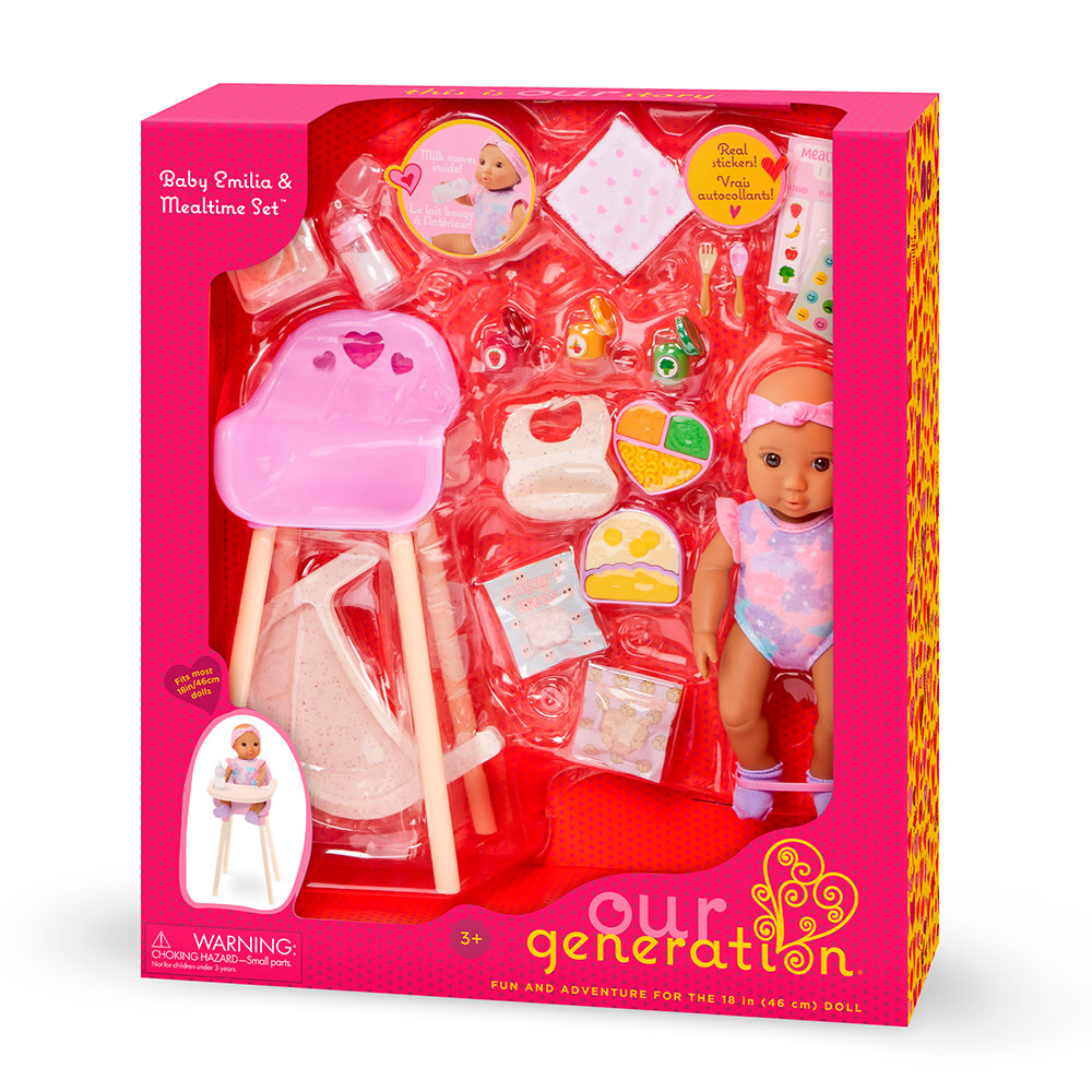 Our Generation Our Generation 18" Doll Accessories Little Sister Baby Emilia & Meatime Set