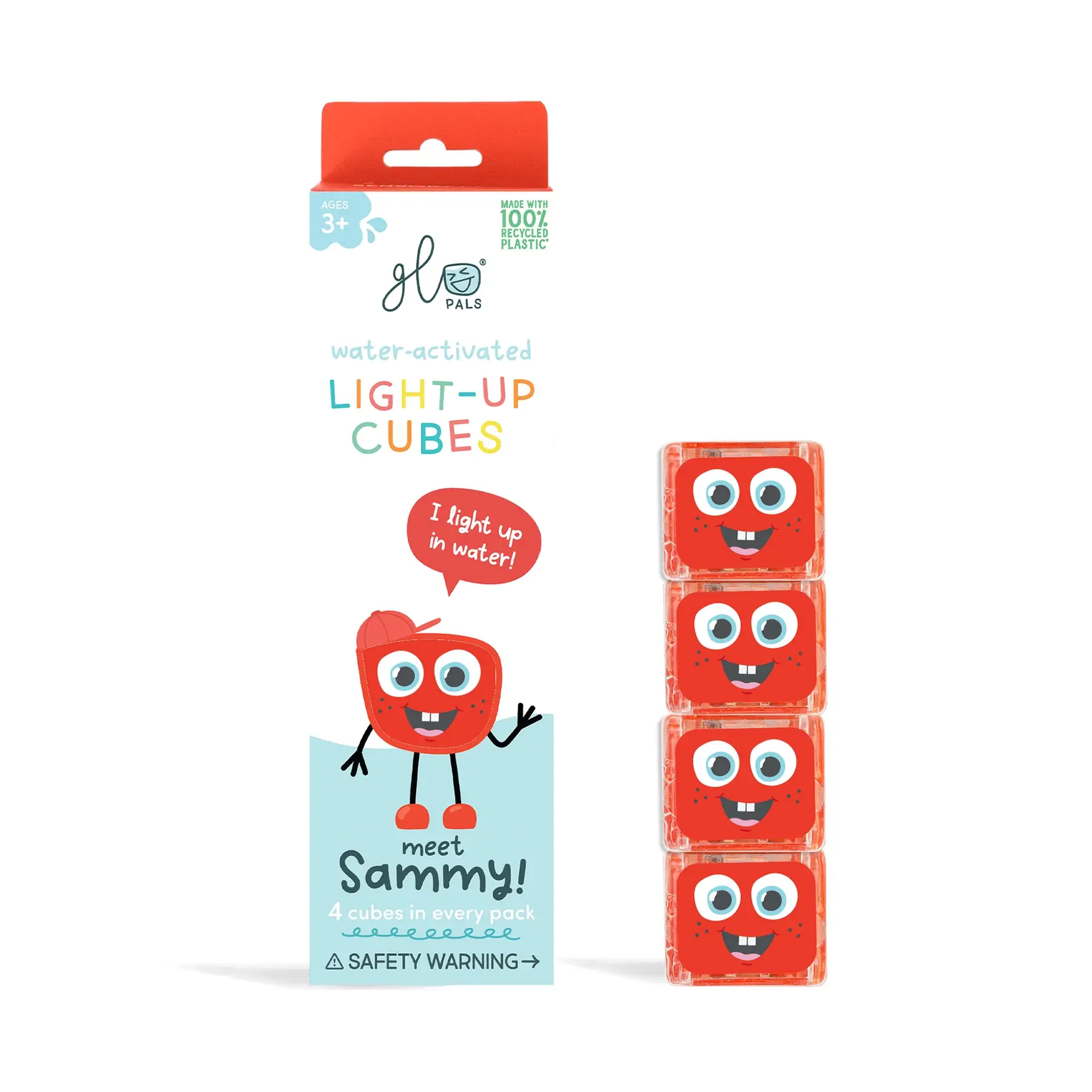 Glo Pals Water Activated Light-Up Cubes: Sammy Red 4pk