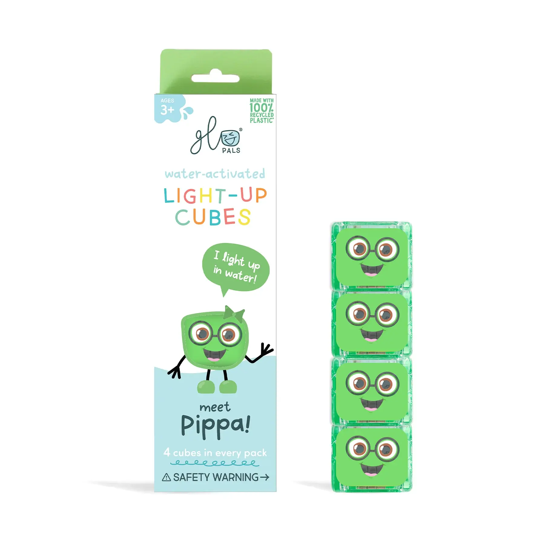 Glo Pals Water Activated Light-Up Cubes: Pippa Green 4pk