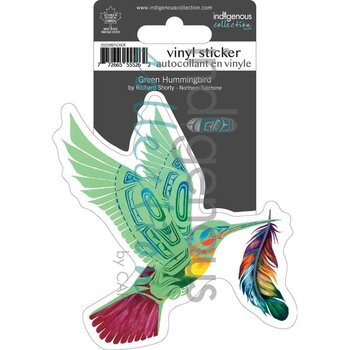 Indigenous Collection Vinyl Stickers: Green Hummingbird by Richard Shorty