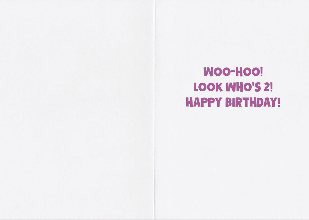 Birthday Card: Age 2 - Glitter Elephant