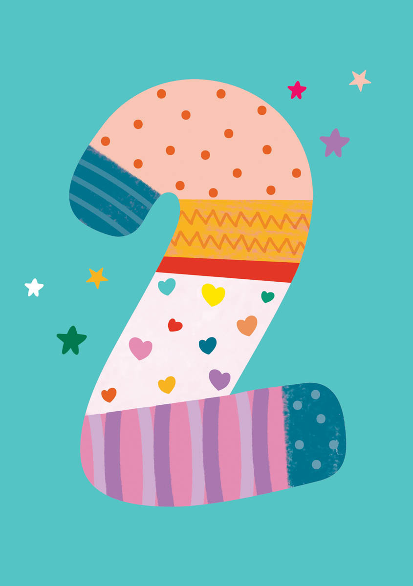Birthday Card: 2nd Birthday Teal
