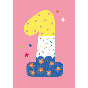 Birthday Card: 1st Birthday Pink