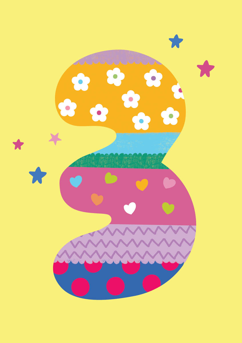 Birthday Card: 3rd Birthday Yellow