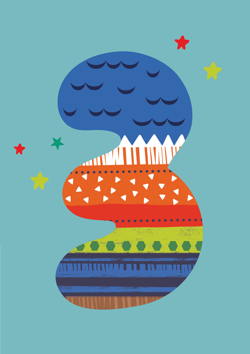 Birthday Card: 3rd Birthday Teal