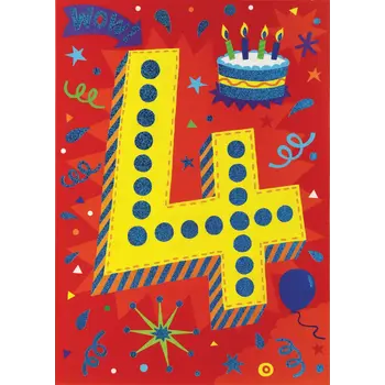 Birthday Card: Age 4 - Pattern Foil