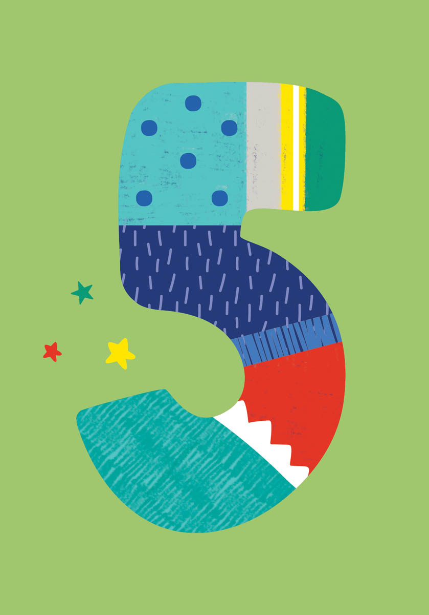 Birthday Card: 5th Birthday Green