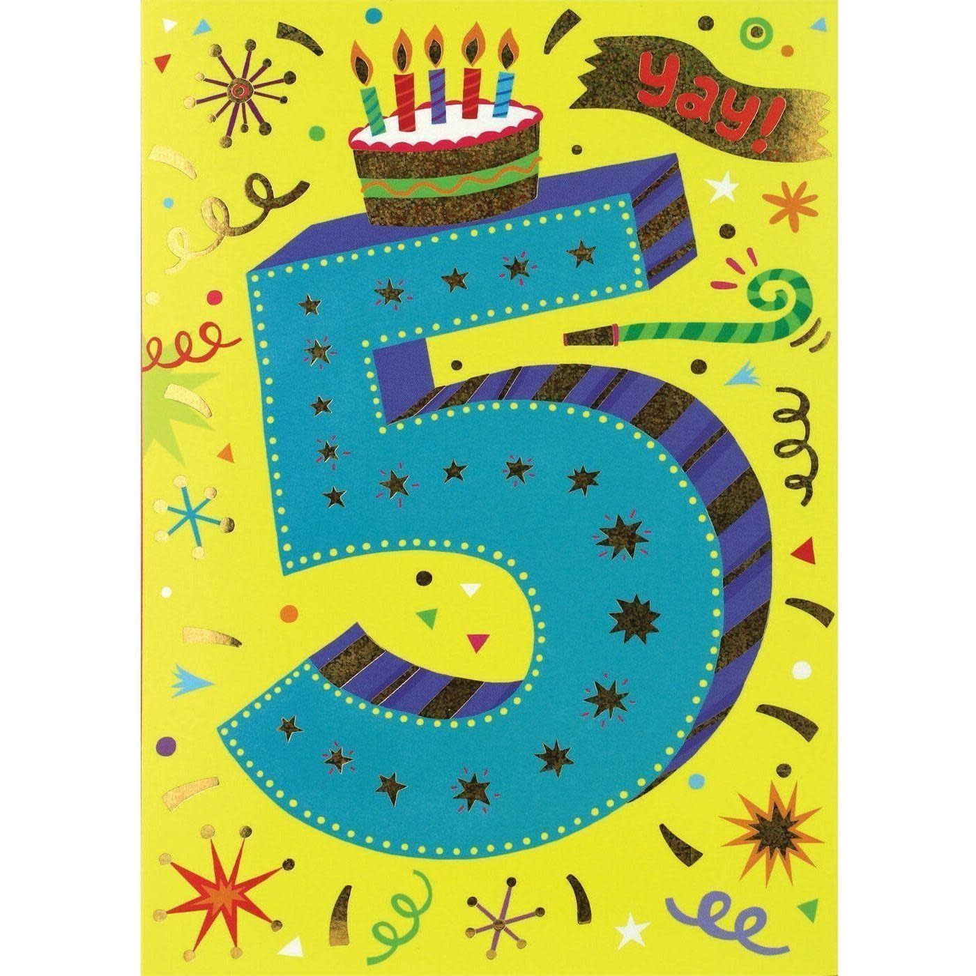 Birthday Card: Age 5 - Lettering Foil