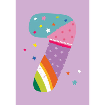 Birthday Card: 7th Birthday Pastel Purple