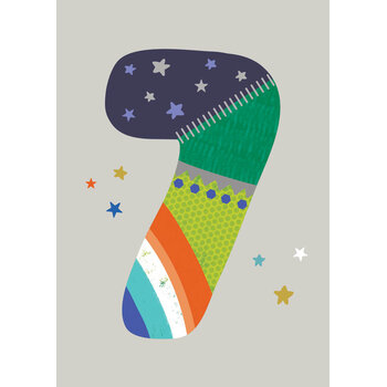 Birthday Card: 7th Birthday Grey