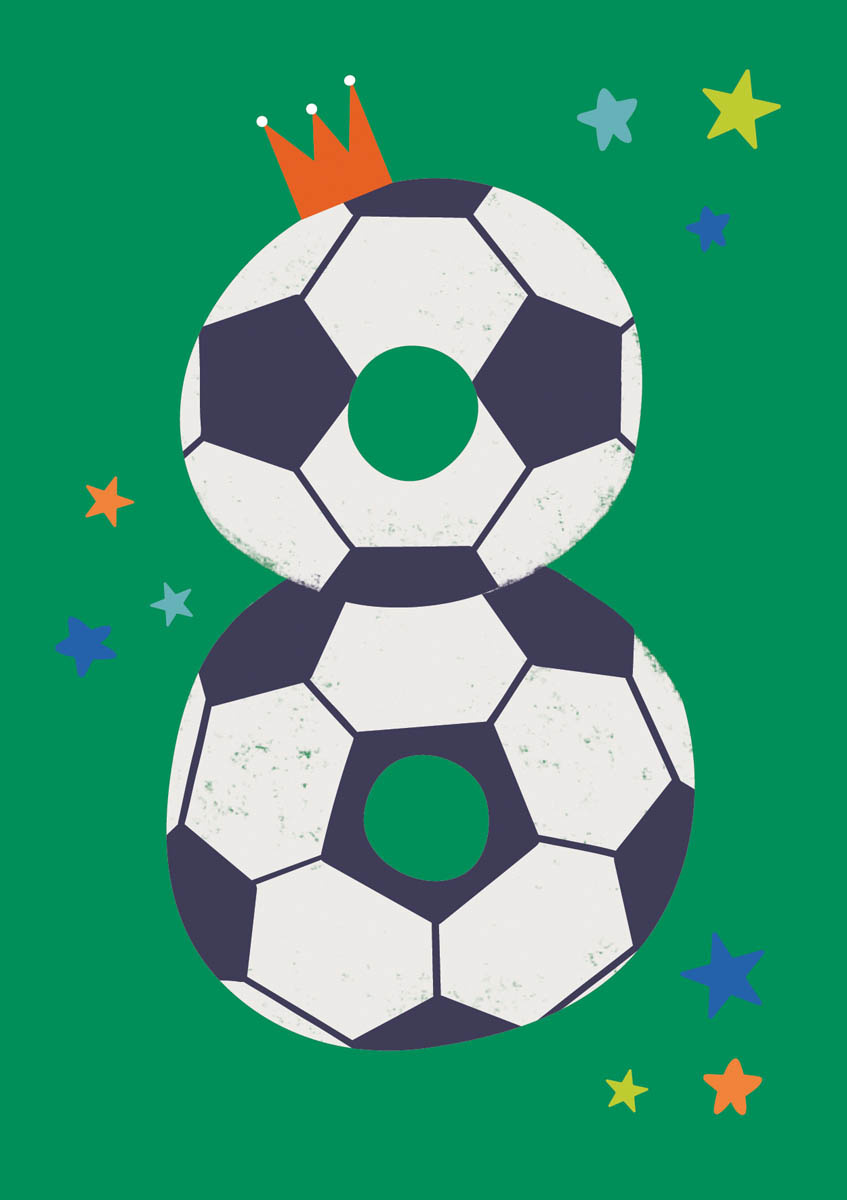 Birthday Card: 8th Birthday Soccer Green