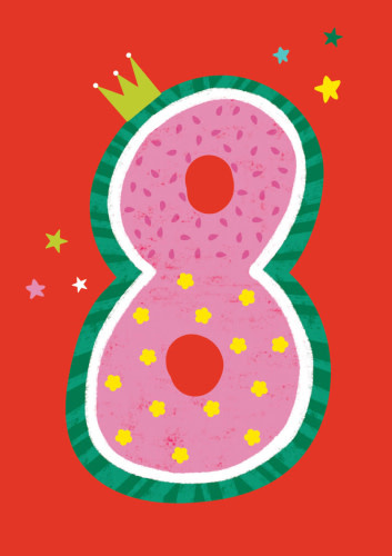 Birthday Card: 8th Birthday Watermelon Red