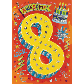 Birthday Card: Age 8 - Foil