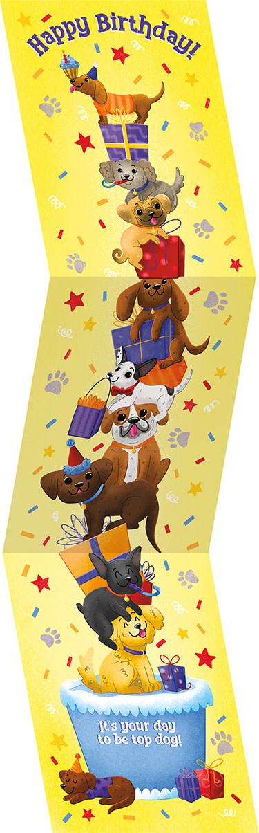 Birthday Card: Stacked Dogs