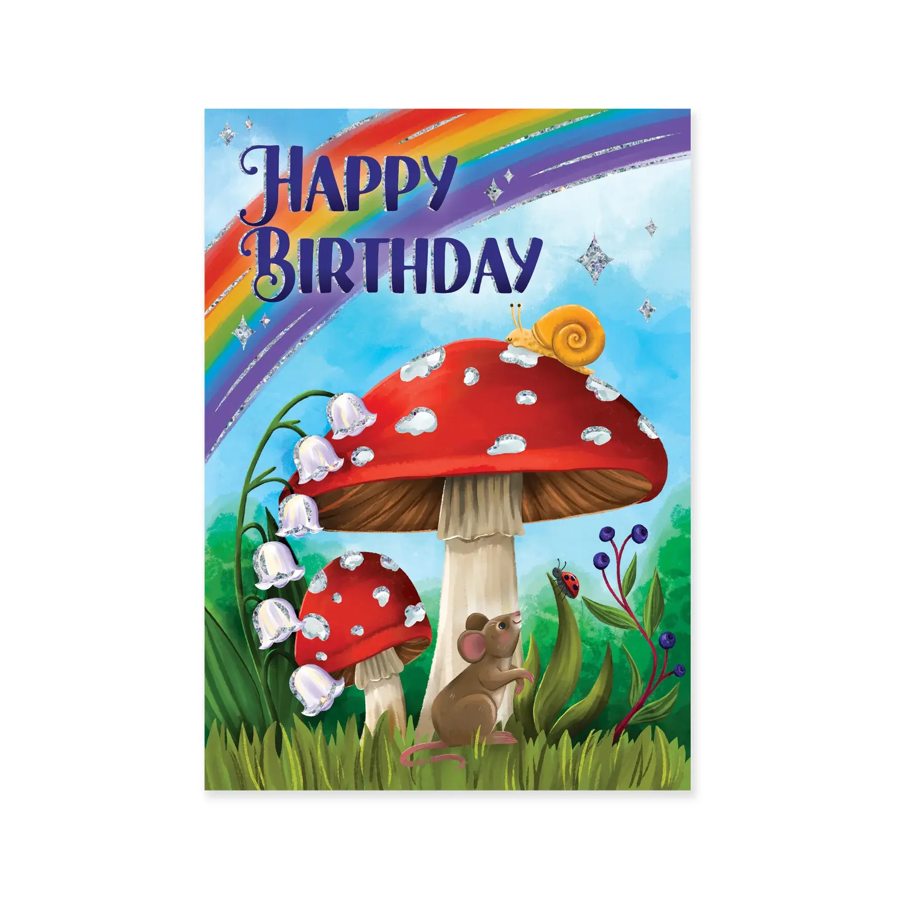 Birthday Card: Glitter Mushrooms