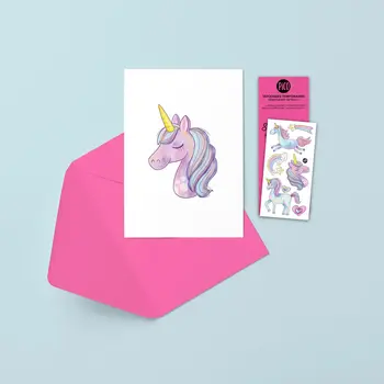 Pico Greeting Card with Tattoos - Unicorns