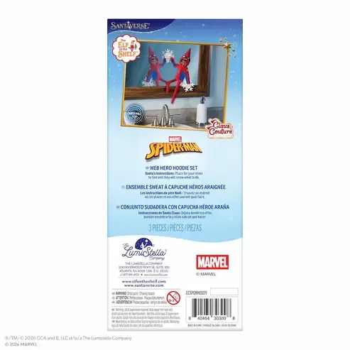 Elf on the Shelf Outfit Spider-Man Hoodie with Suction Cups