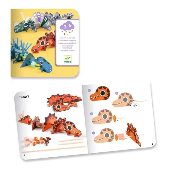 DJeco Djeco Craft Threading Terrible Dinos 3-6